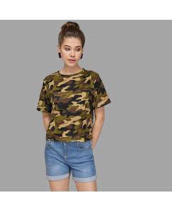 Women's Viscose Rayon Camouflage T-Shirt